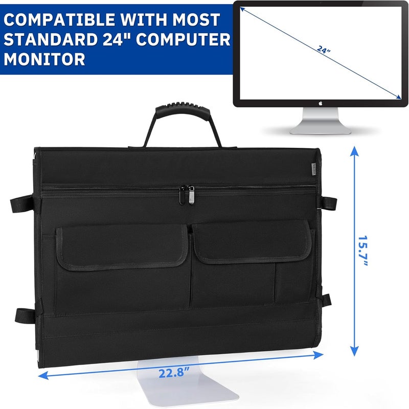 WELIDAY Monitor Carrying Case for 24" Monitors/LCD Screens, Compatible with iMac 21.5"/24", Protective Travel Carrying Bag with Padded Velvet and Carry Handle - Image 2